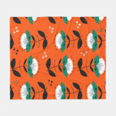 レトロ葉の継ぎ目なし フリースブランケット (正面(横))