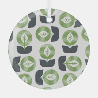 レトロ葉抽象芸術:シームレスなヴィンテージスタイル ガラスオーナメント