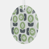 レトロ葉抽象芸術：シームレスなヴィンテージスタイル ガラスオーナメント (正面左)