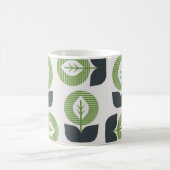 レトロ葉抽象芸術:シームレスなヴィンテージスタイル コーヒーマグカップ (中央)