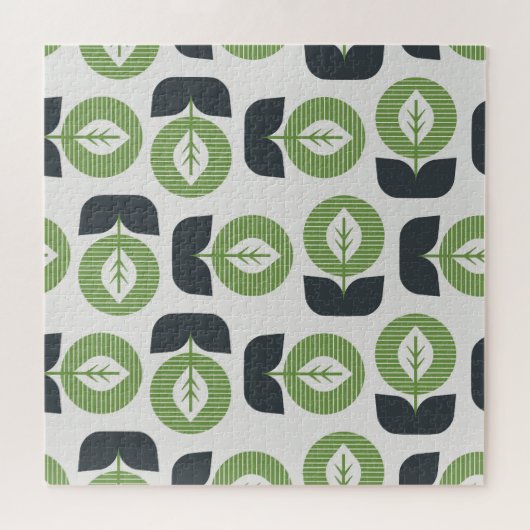 レトロ葉抽象芸術:シームレスなヴィンテージスタイル ジグソーパズル (横)