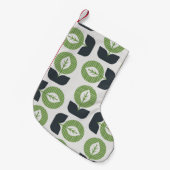 レトロ葉抽象芸術：シームレスなヴィンテージスタイル スモールクリスマスストッキング (正面 (吊り時))