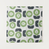 レトロ葉抽象芸術：シームレスなヴィンテージスタイル タペストリー (正面(横))