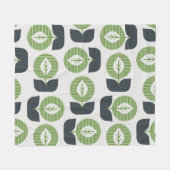 レトロ葉抽象芸術：シームレスなヴィンテージスタイル フリースブランケット (正面(横))