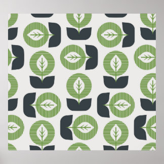 レトロ葉抽象芸術:シームレスなヴィンテージスタイル ポスター