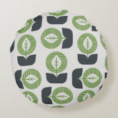 レトロ葉抽象芸術:シームレスなヴィンテージスタイル ラウンドクッション (裏面)