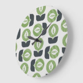 レトロ葉抽象芸術：シームレスなヴィンテージスタイル ラージ壁時計 (傾斜)