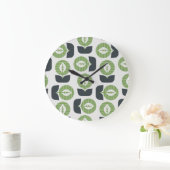 レトロ葉抽象芸術：シームレスなヴィンテージスタイル ラージ壁時計 (ホーム)