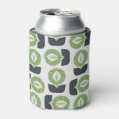 レトロ葉抽象芸術：シームレスなヴィンテージスタイル 缶クーラー (缶正面)
