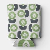 レトロ葉抽象芸術：シームレスなヴィンテージスタイル 缶クーラー (裏面)