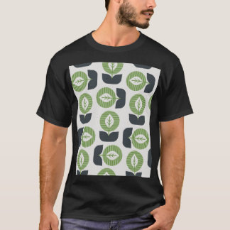 レトロ葉抽象芸術：シームレスなヴィンテージスタイル Tシャツ