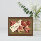 レトロ葉落ちた幸せ感謝祭あいさつ シーズンポストカード (スタンド正面)