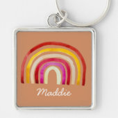 レトロ虹のかわいい水色 キーホルダー (正面)