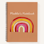 レトロ虹のかわいい水色 ノートブック (正面)