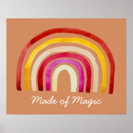 レトロ虹のかわいい水色 ポスター
