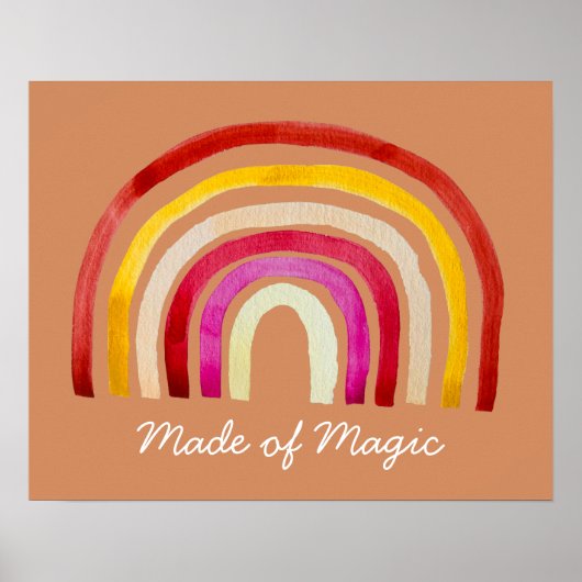 レトロ虹のかわいい水色 ポスター (正面)