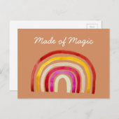 レトロ虹のかわいい水色 ポストカード (正面/裏面)