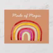 レトロ虹のかわいい水色 ポストカード (正面)