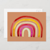 レトロ虹のかわいい水色 ポストカード (正面/裏面)