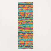 レトロ虹の絞り染めのピースサイン ヨガマット (正面)