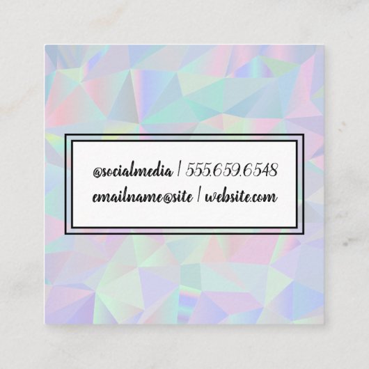レトロ虹色の背景 スクエア名刺 (裏面)