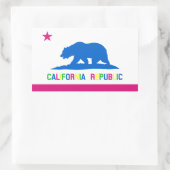 レトロ蛍光色カリフォルニア州旗 長方形シール (バッグ)