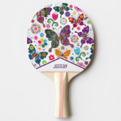 レトロ蝶と花 卓球ラケット (正面)