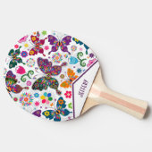 レトロ蝶と花 卓球ラケット (横)