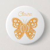 レトロ蝶の誕生日パーティーの好意 缶バッジ (正面)
