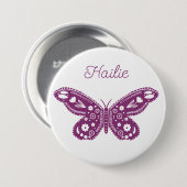 レトロ蝶の誕生日パーティーの好意 缶バッジ (正面&裏面)