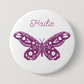 レトロ蝶の誕生日パーティーの好意 缶バッジ (正面)