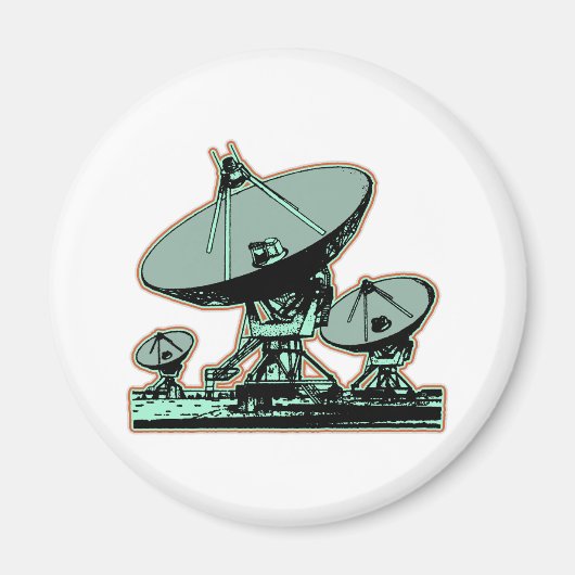 レトロ衛星アンテナ グラフィック マグネット (正面)