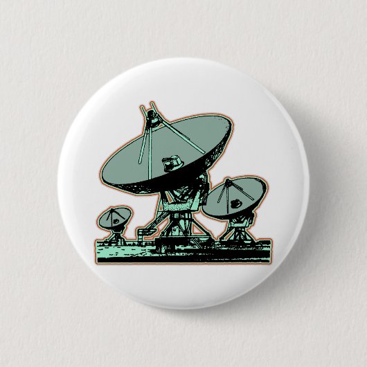 レトロ衛星アンテナ グラフィック 缶バッジ (正面)