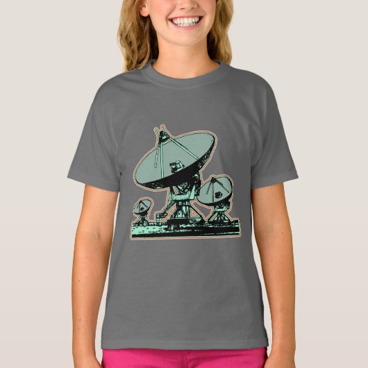 レトロ衛星アンテナ グラフィック Tシャツ (正面)