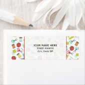 レトロ裁縫をテーマにした住所 シール (インサイチュ)