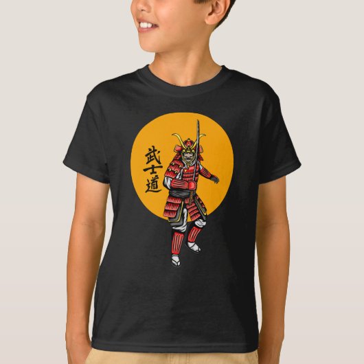 レトロ装甲武士と刀 Tシャツ (正面)