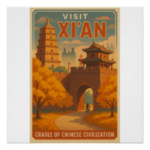 レトロ西安旅行ポスター – 古代中国ウォールアート