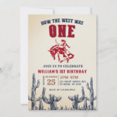レトロ西部劇 ハウ・ザ・ウェスト・ワズ・ワン 1歳の誕生日 招待状 (正面)