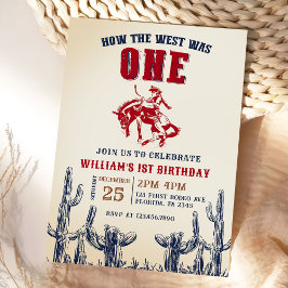 レトロ西部劇 ハウ・ザ・ウェスト・ワズ・ワン 1歳の誕生日 招待状