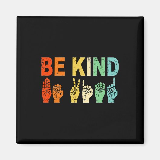 レトロ親切な手印ASL自閉症啓発男性W マグネット (正面)