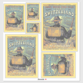 レトロ観光客ガイドスイスイラストレーション シール