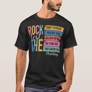 レトロ試験日ロック・ザ・テスト モチベーショナル教師 Tシャツ