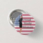 レトロ誇りを持ったの女性ボタ扱いにくンアンチ – トランプ 缶バッジ (正面&裏面)