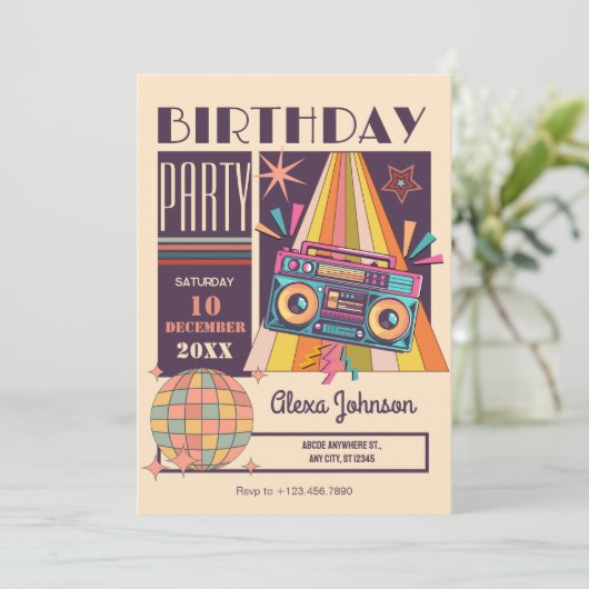 レトロ誕生会 招待状 (スタンド正面)