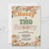 レトロ誕生日の招待、TWO、Two Groovy 招待状 (正面)