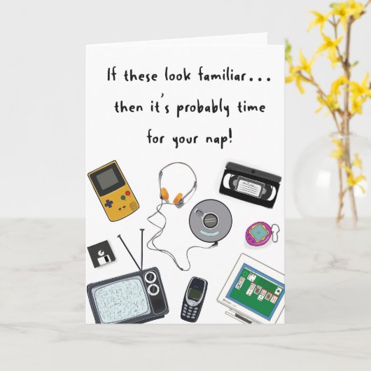 レトロ誕生日カード カード (黄色い花)