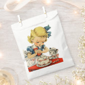 レトロ誕生日ガールケーキキャットチルドレンズアートワーク フェイバーバッグ (クリップ留めされた状態)