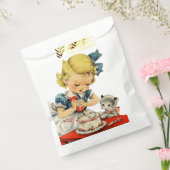 レトロ誕生日ガールケーキキャットチルドレンズアートワーク フェイバーバッグ (封をした状態)