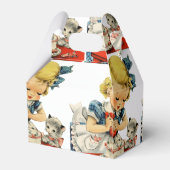 レトロ誕生日ガールケーキキャットチルドレンズアートワーク フェイバーボックス (裏面サイド)