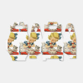 レトロ誕生日ガールケーキキャットチルドレンズアートワーク フェイバーボックス (折り畳みなし)